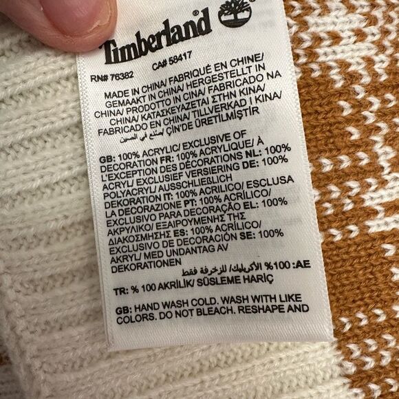 Timberland ‘Buffalo’ Plaid Scarf Tan Cream - Picture 12 of 13